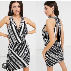 NWT ASOS embellished tuxedo sleeveless mini dress, size 0